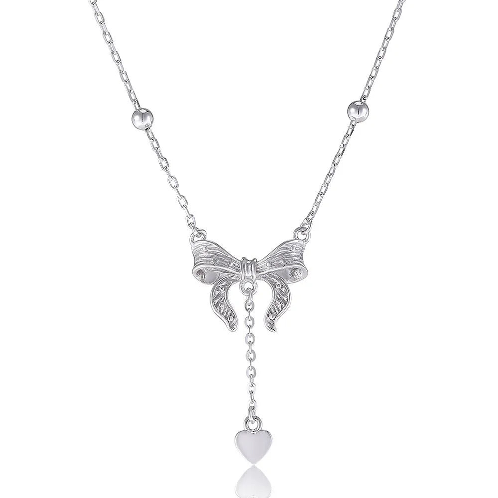 Women's S925 silver butterfly heart clavicle chain with O-ring chain