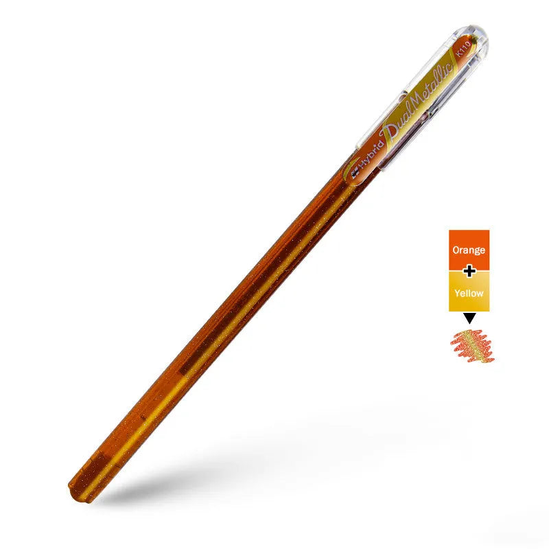 Flash 1.0mm glitter gel pen in multiple colours showing metal barrel and pearlescent ink.