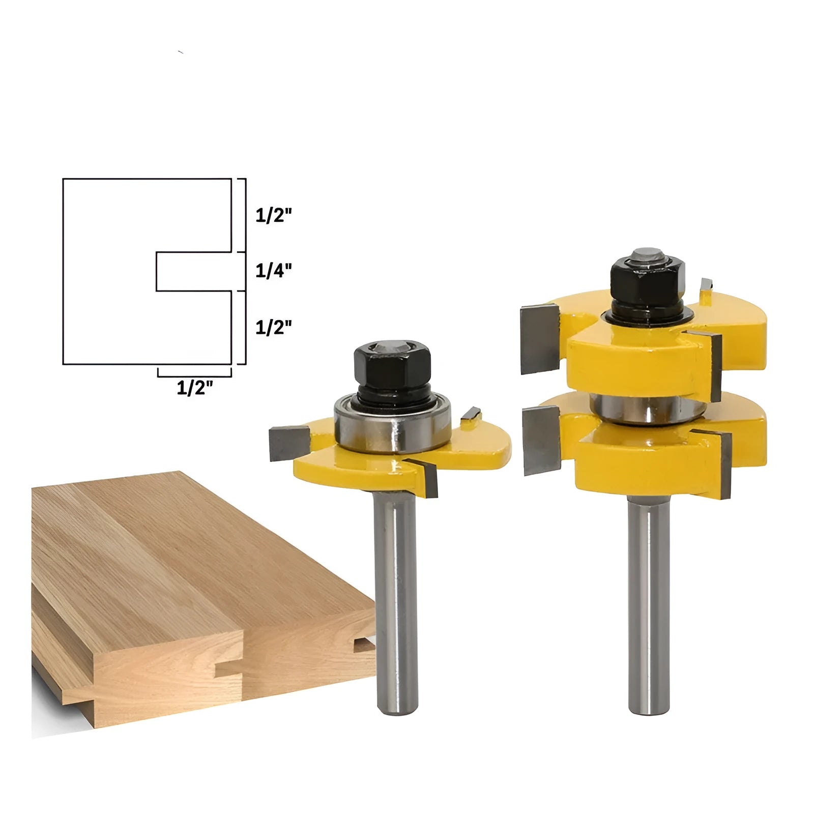 Carbide T-slot woodworking milling cutter with 8 mm shank for tenon joints
