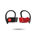 Wireless Bluetooth earphones with V5.0 technology in black grey or red colours showing ergonomic design