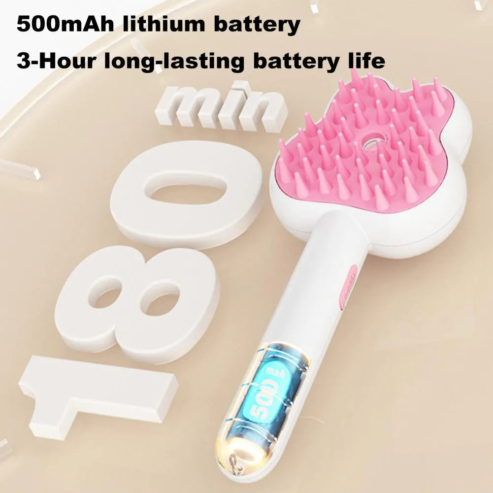 Rechargeable cat steam grooming brush comb in green, pink or white with hot steam technology