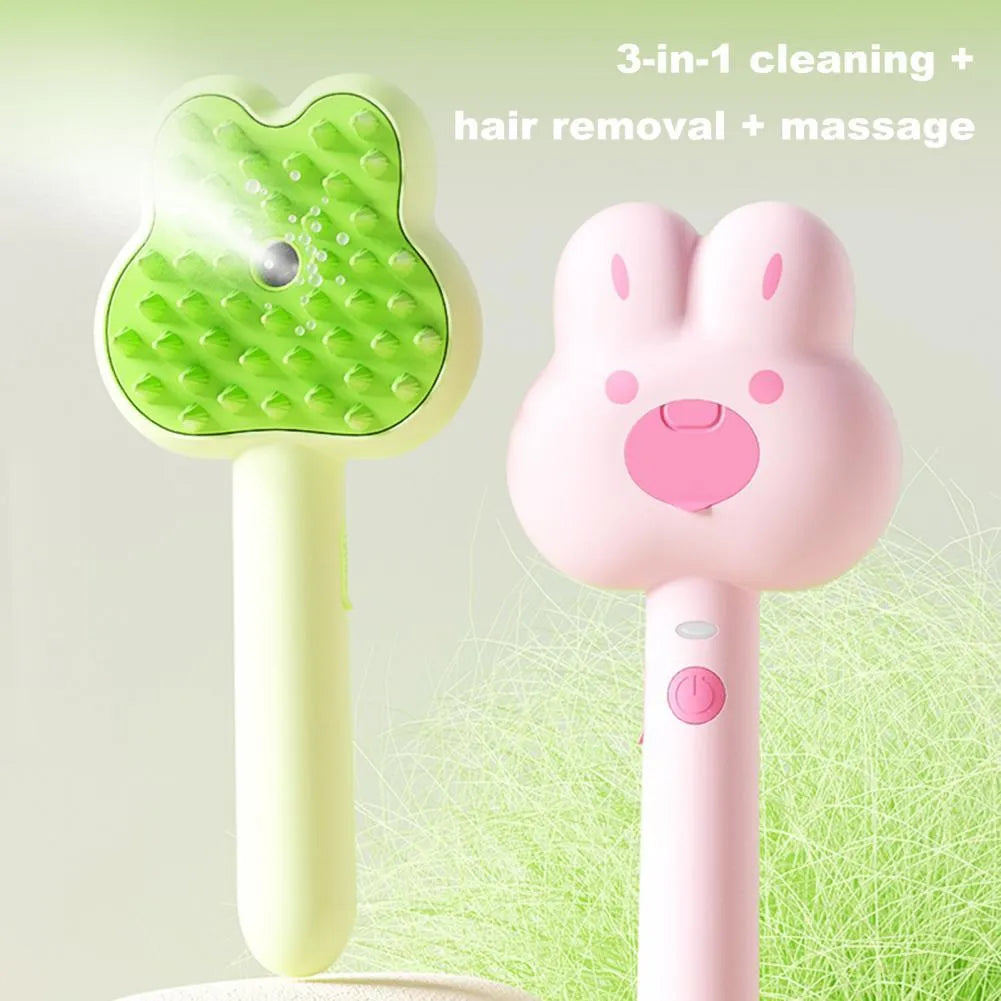 Rechargeable cat steam grooming brush comb in green, pink or white with hot steam technology