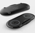 Black and white dual wireless charging pad for two phones with separate fast-charging coils
