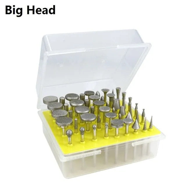 Alloy grinding head set with elliptical cone shape for glass jade stone grinding