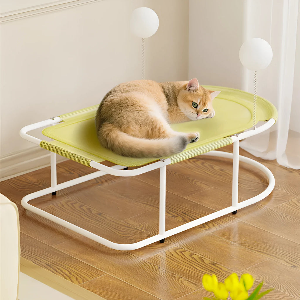 Large fabric cat kennel pet bed with breathable sides, shown in grey colour