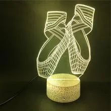 Ballet shoe 3D LED night light with remote control showing multiple colour options