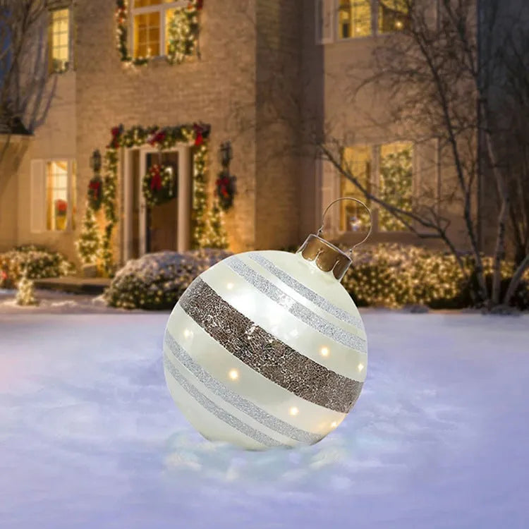 Large 60cm diameter inflatable PVC Christmas ball decoration for outdoor tree hanging