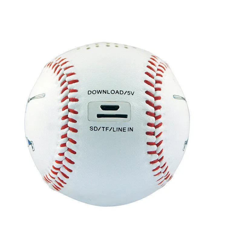 Baseball-themed portable Bluetooth speaker in green, orange, or white colour