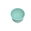 Cyan silicone pet licking mat bowl with suction cup base on a smooth surface