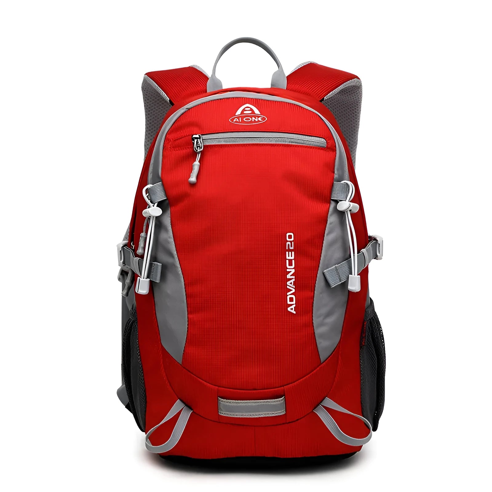 20-litre backpack shown in various colours including black, blue, green, orange, red, rose red, and turquoise