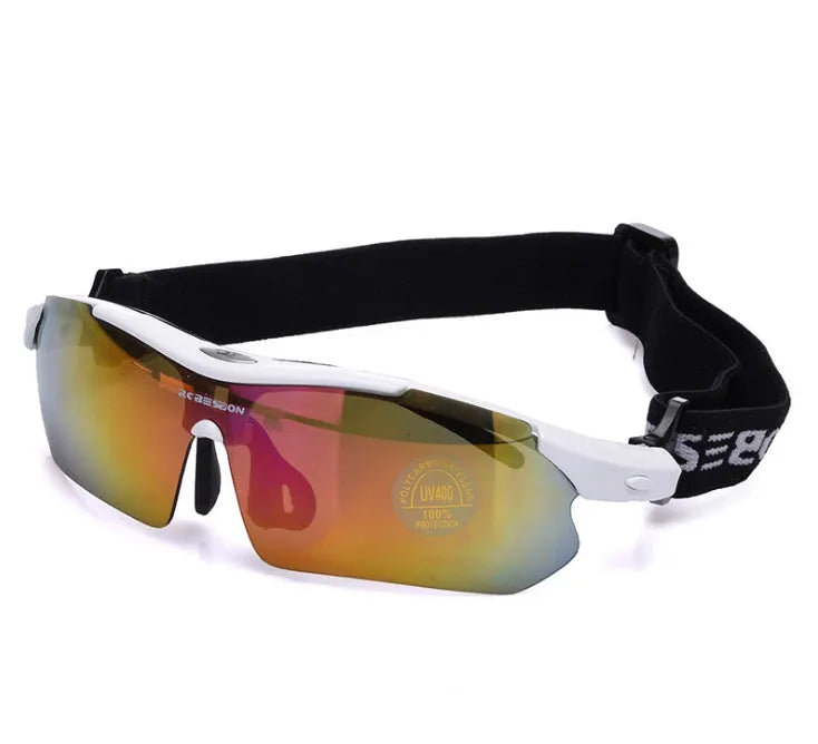ROCKBROS polarized cycling glasses with UV protection, polycarbonate lens, acetate frame – Bright black colour