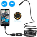 OWSOO USB endoscope camera with 5m cable, 7mm lens, six LEDs, hook, magnet, and mirror attachments