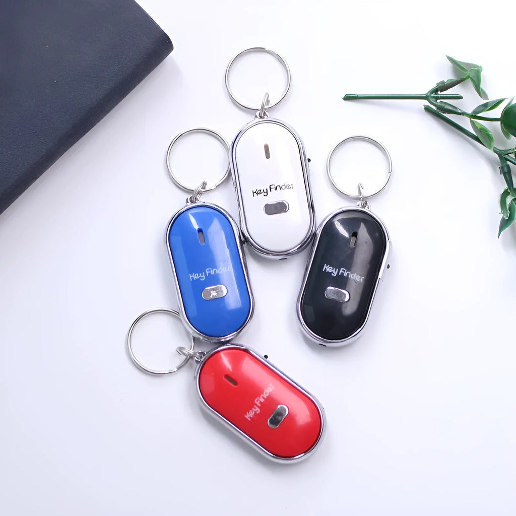 Plastic LED whistle control induction key ring key finder in compact 2.5cm x 8cm size for anti-lost use