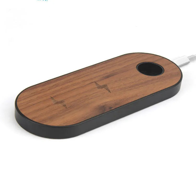 Natural bamboo wireless charger with wood edging for smartphones