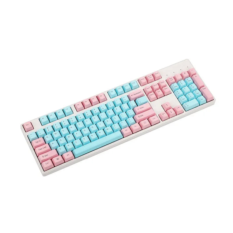 Pink PBT keycaps with side-printed legends for mechanical keyboard replacement