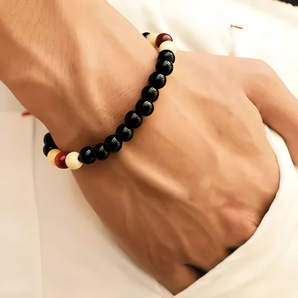 Natural stone beaded bracelet with lava stones for essential oils, ethnic style unisex design