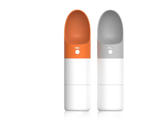 White Moestar Rocket Pet Cup with grey accents, showing the water outlet and one-button lock on a portable dog water bottle.