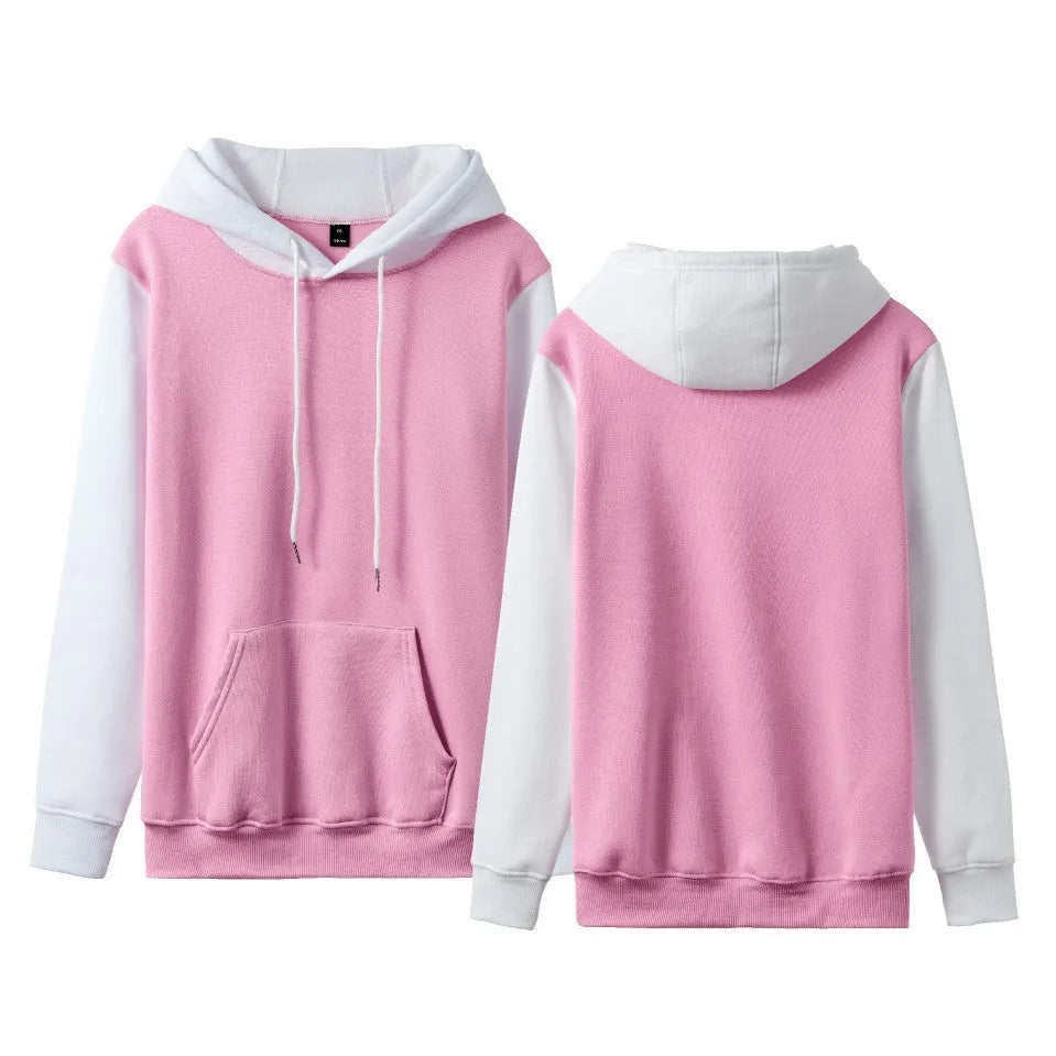 Loose fit fleece-lined hoodie with contrast stitching in black and white colour combination