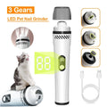 Automatic electric nail grinder for dogs with LED display and dust collection compartment.