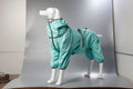 Dog wearing red cotton-padded shell jacket with sports style design