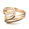 Women's copper ring with micro-inlaid zircon detailing in electroplated WK2230 colour on finger
