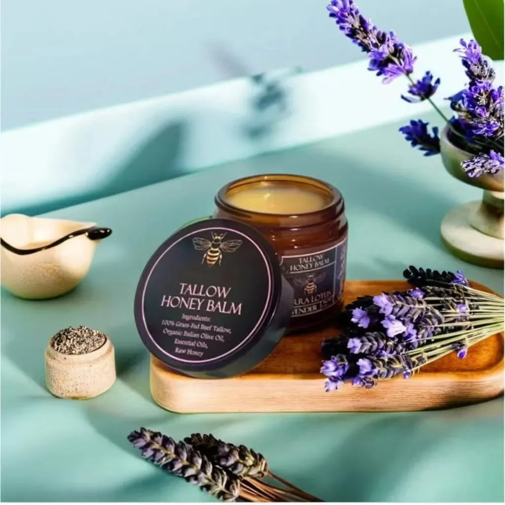 Jar of honey butter moisturising facial cream, 57g net content, shown with citrus, lavender and unscented options.