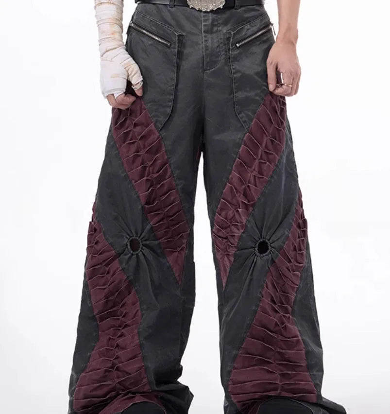 Retro keel casual sports trousers in viscose rayon fabric, showing straight hem design and solid colour option