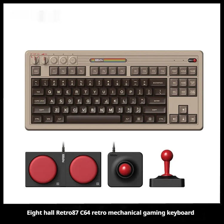 Retro87 C64 wireless Bluetooth mechanical gaming keyboard with rocker switch on desk