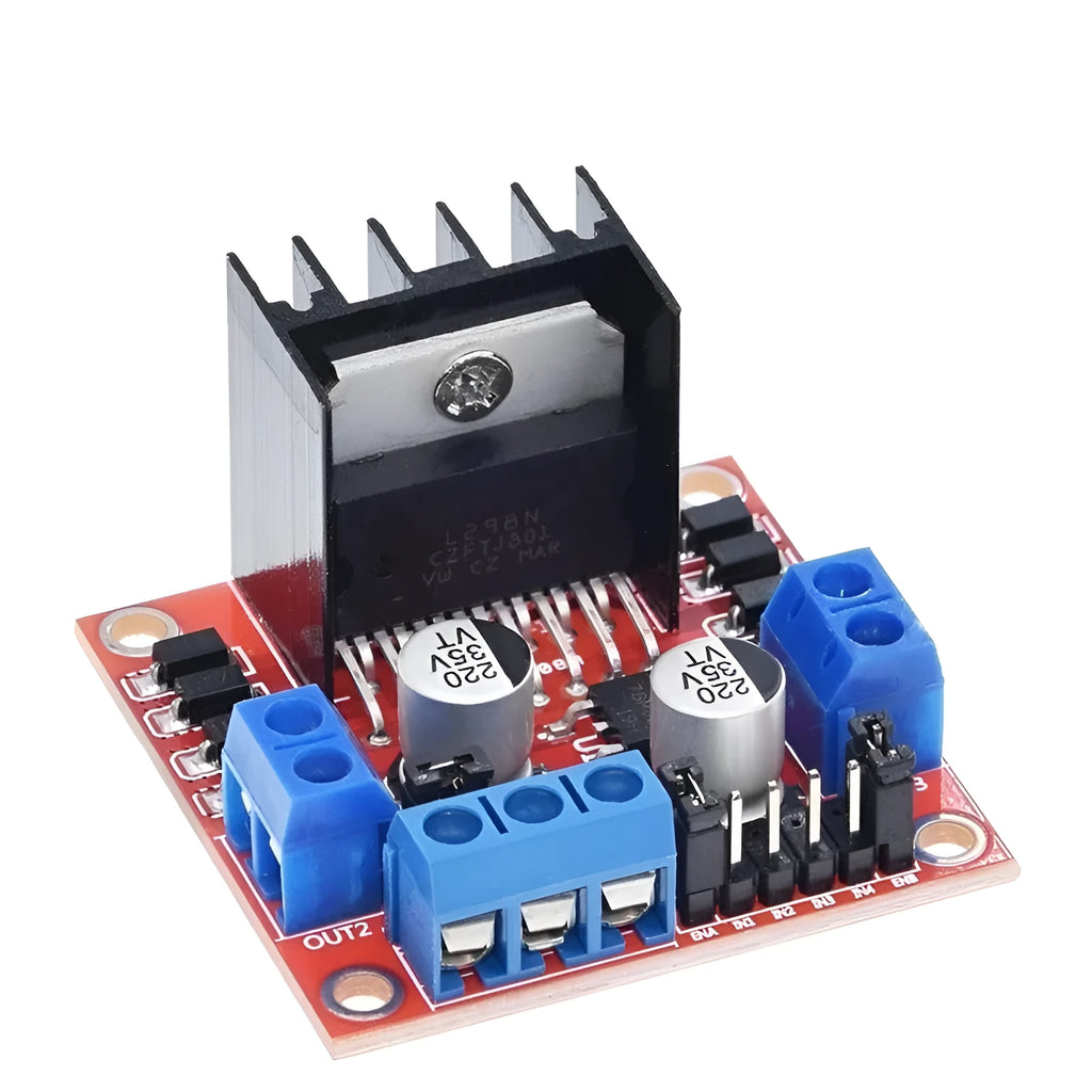 L298N motor driver board module with screw terminals for DC and stepper motor control