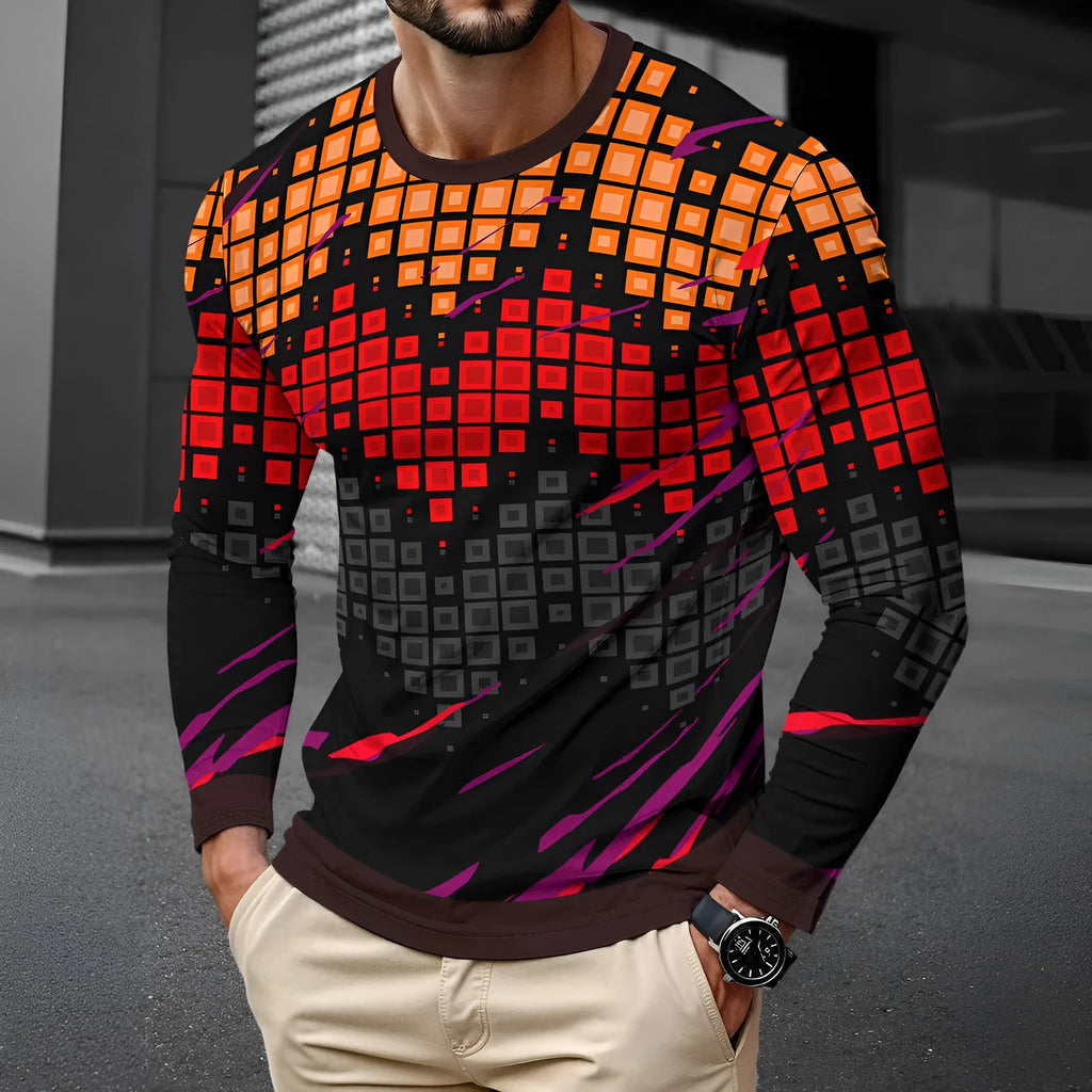 Men's milk silk long sleeve pullover in round neck design showing casual style