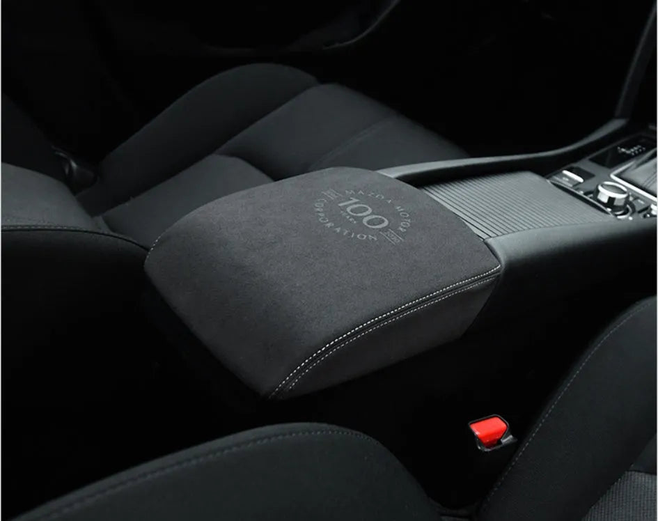 Mazda CX-4 CX-5 Oncela 100th Anniversary armrest case cover in carbon fibre and leather finish