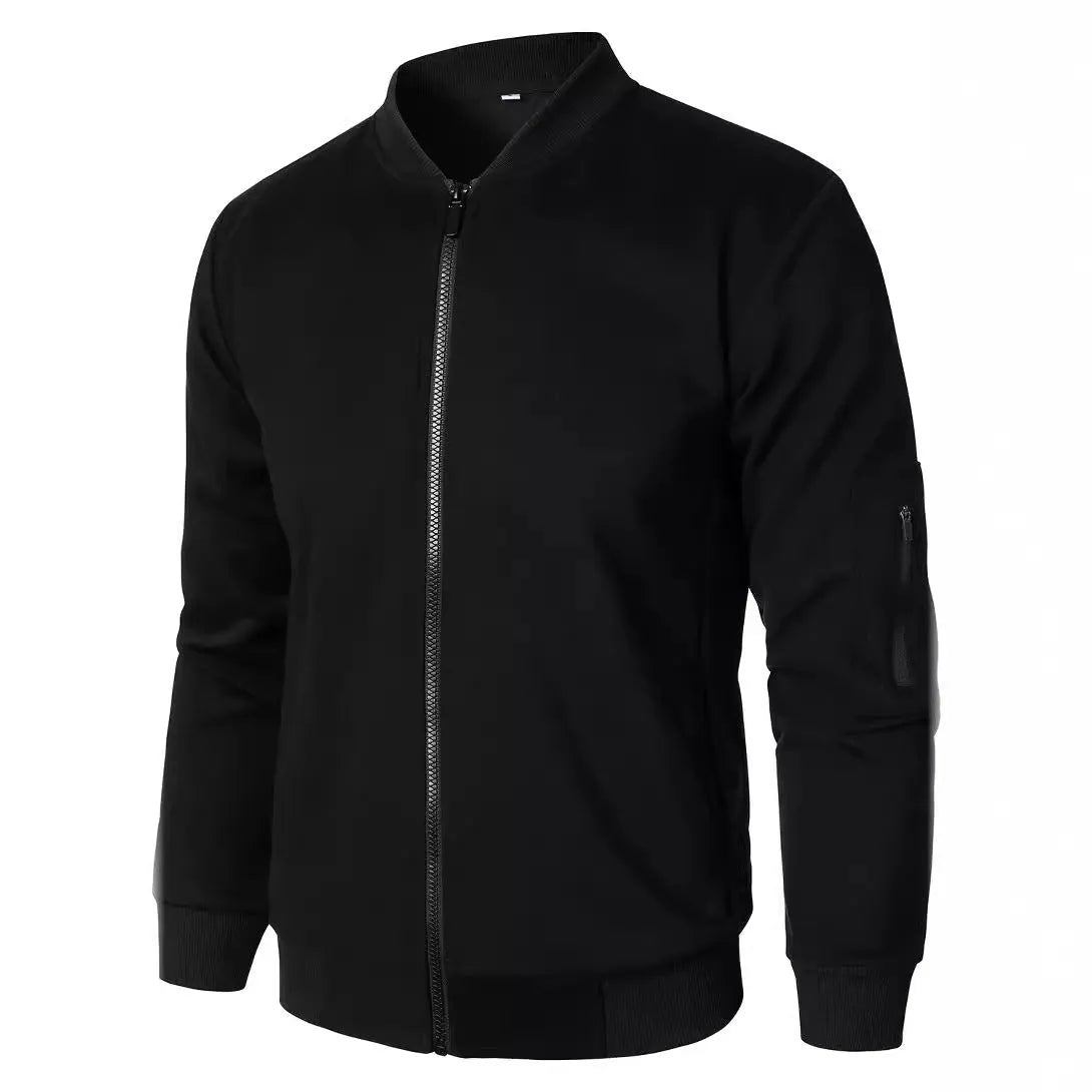 Men's loose-fit cotton knitted jacket with polyester lining in business casual style