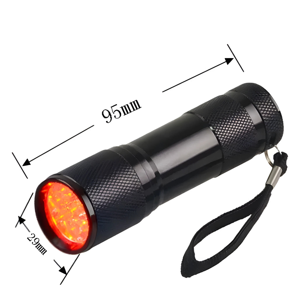 Black aluminium alloy smart vein locator portable medical torch with red LED light.