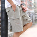 Men's loose straight-leg summer trousers in cotton blend available in multiple colours and extended sizes