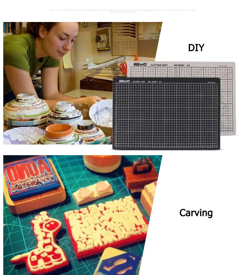 A3 self healing cutting mat with centimetre grid lines in green, black, or grey colour options