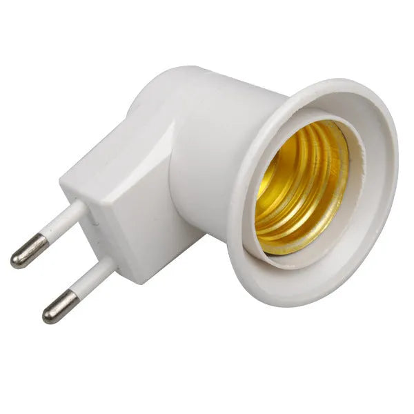 White bakelite E27 wall plug-in lamp holder with a built-in on/off switch