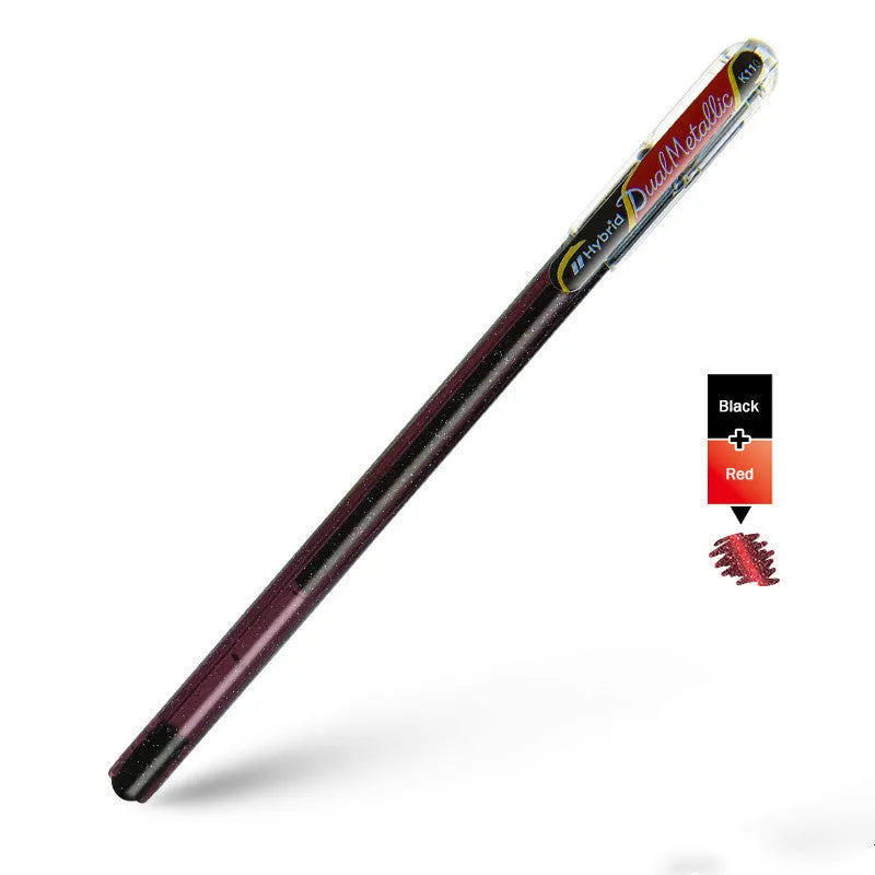 Flash 1.0mm glitter gel pen in multiple colours showing metal barrel and pearlescent ink.