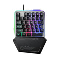 G40 Flow black one-handed robotic keyboard with RGB backlight on a desk.