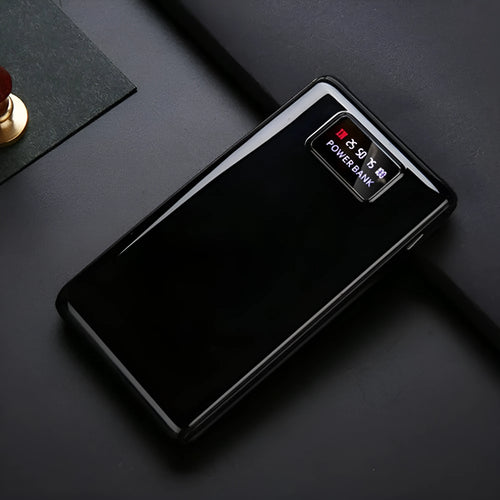 18650 DIY charging bank case kit showing front with ports and internal battery compartments for six cells