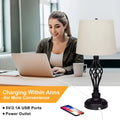Touch control bedside table lamp with USB socket and adjustable cold warm lighting