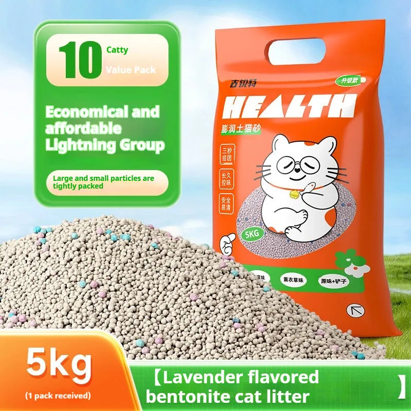 Bentonite cat litter low dust deodorant clean smell available in 5kg 10kg 20kg lavender lemon original