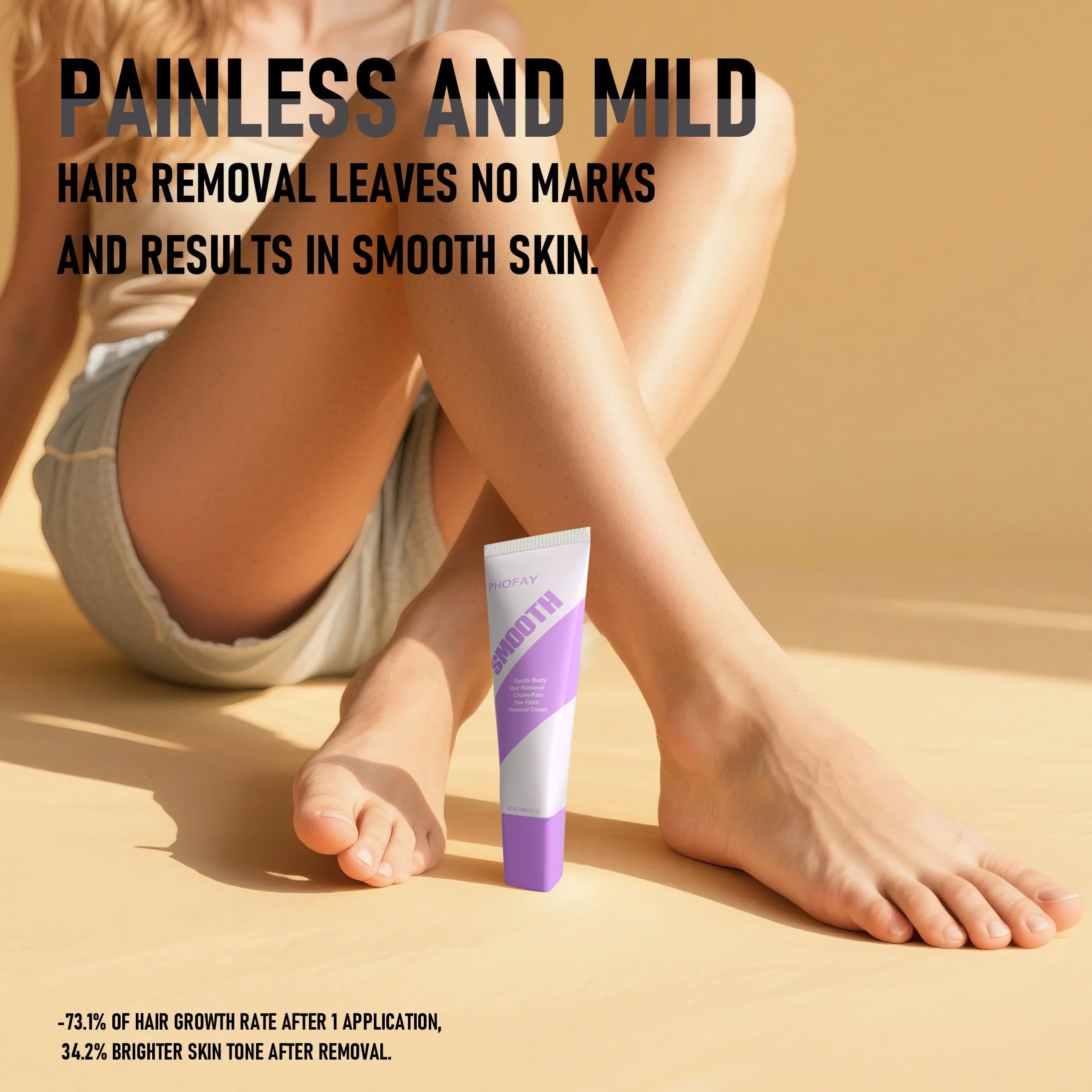PHOFAY pain-free hair removal cream 4-pack with included scraper tool for body hair removal