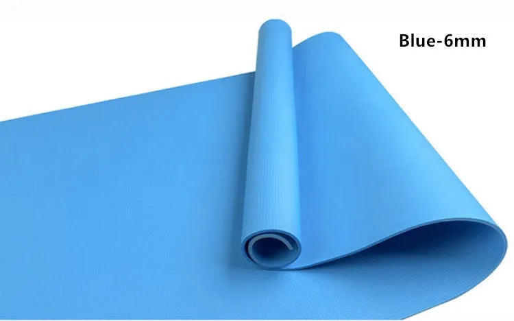 Red EVA fitness yoga mat, 173cm long, shown flat on a wooden floor.