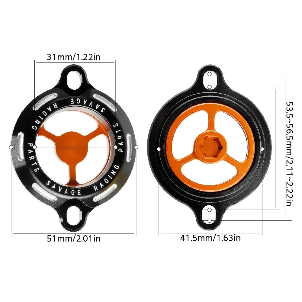 Clear aluminium oil filter cover for KTM Duke motorcycle engines