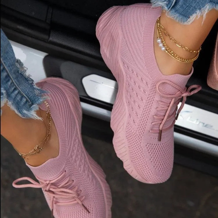 Women's solid colour thick bottom dad sneakers in multiple colours on a white background.