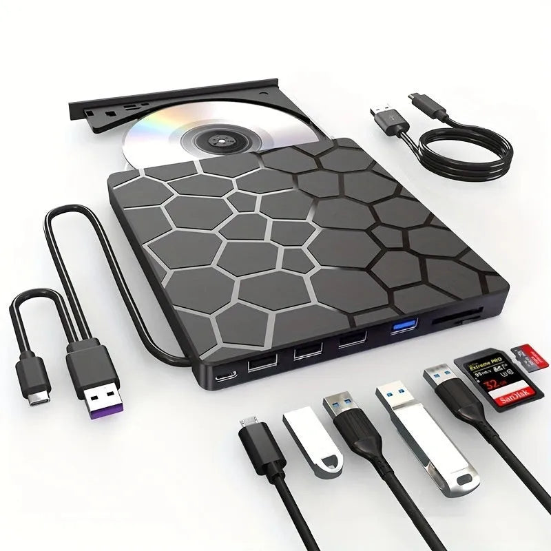 Black external USB CD/DVD drive for laptop and desktop computers