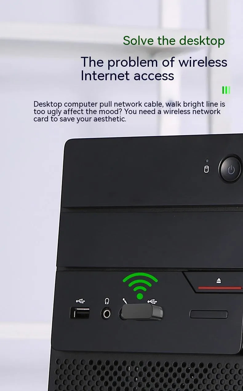 Black dual-band USB Wi-Fi and Bluetooth adapter with nickel-plated connector for computers