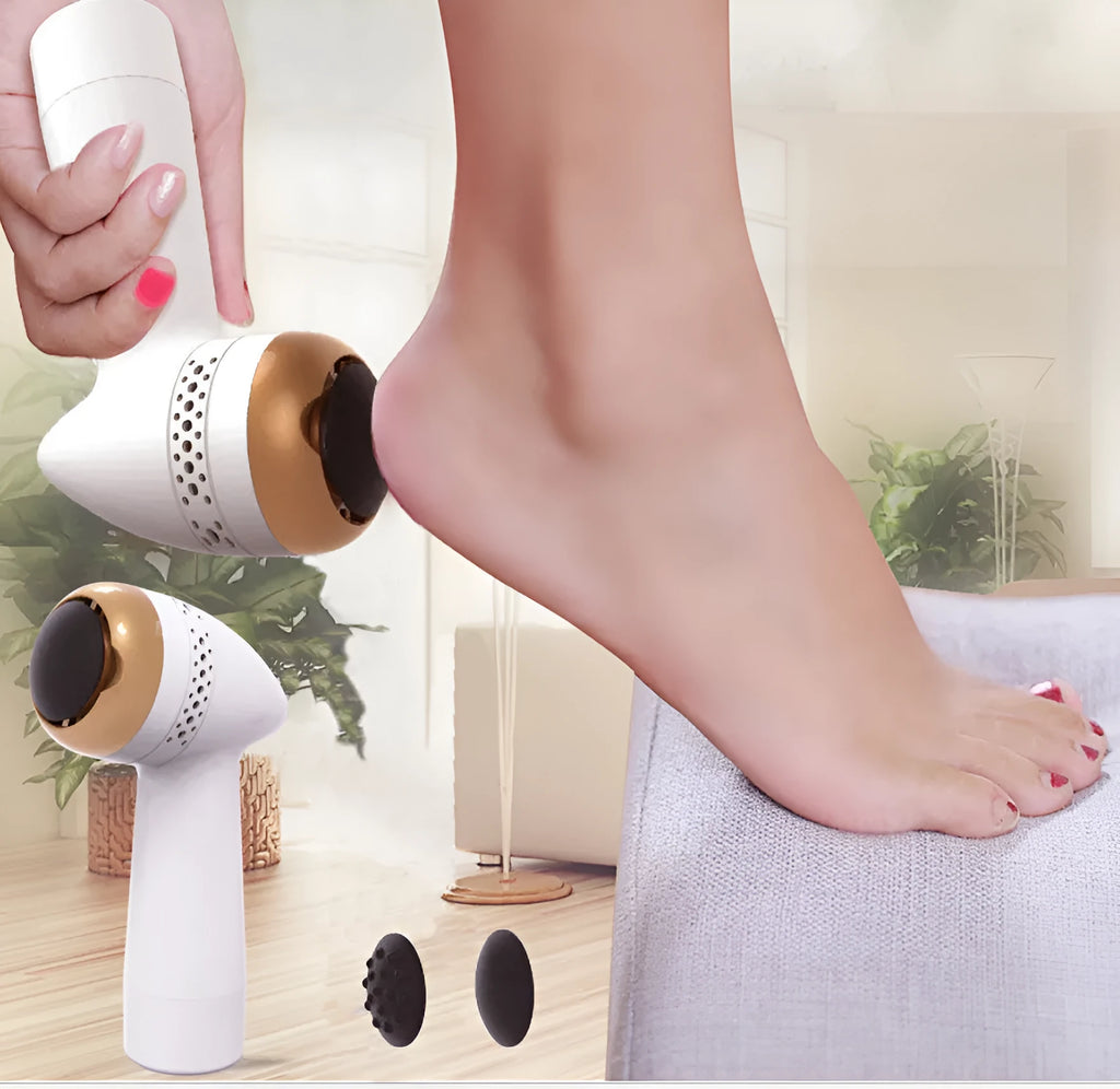 Electric vacuum foot grinder with quartz grinding head in gold and silver colour options