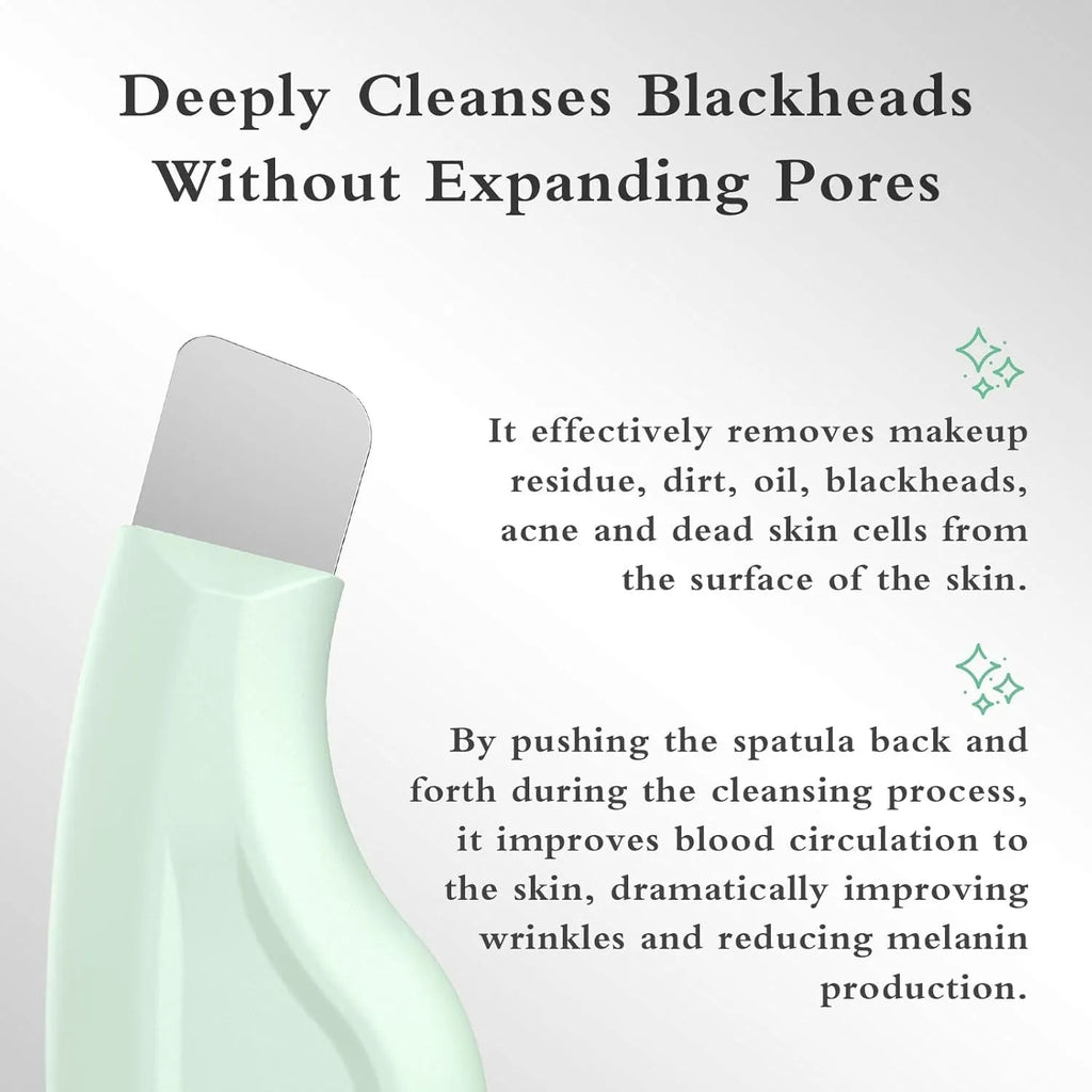 Stainless steel blackhead scraper tool with a non-slip handle for facial pore cleansing