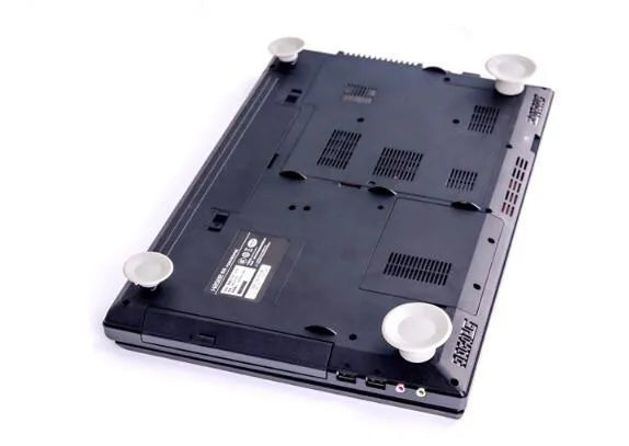 Grey durable plastic laptop cooling pad stand with two large and two small non-slip pads.
